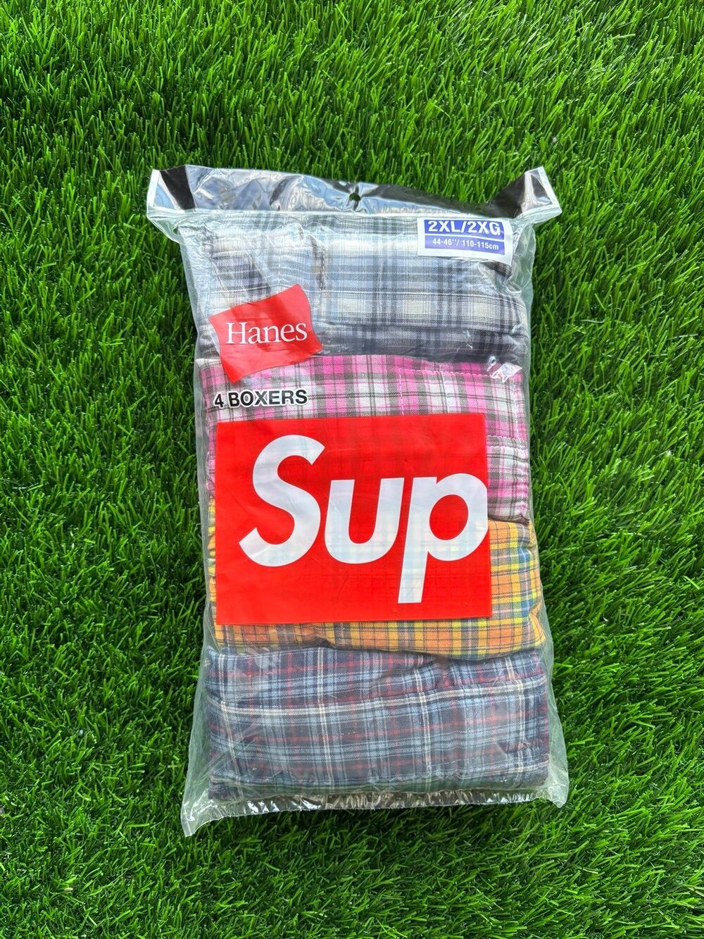 Supreme Hanes 4 Boxers Plaid Men's Underwear 2XL